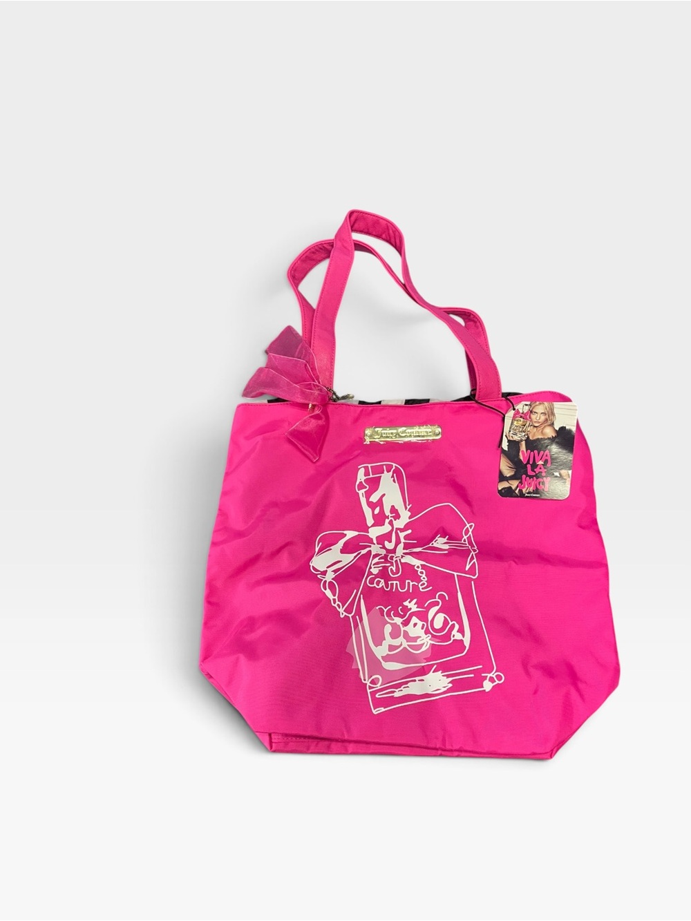 Juicy couture Hot Pink Tote Bag with Graphic Print 14 x 14”